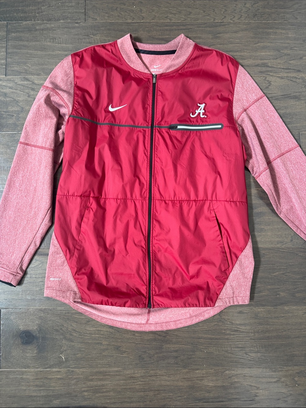 Nike University of Alabama Crimson and Heathered Light Crimson Bomber Jacket